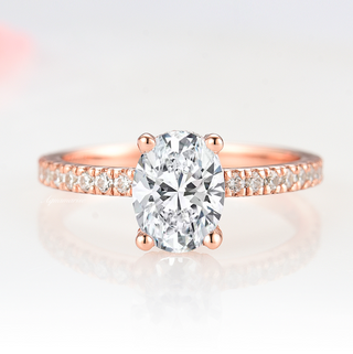 Elle Lab-Grown Diamond Engagement Ring (Hidden Halo)- 14K Solid Rose Gold (IGI Certified)