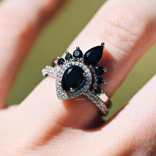 Amy Black Onyx Ring Set- 925 Sterling Silver