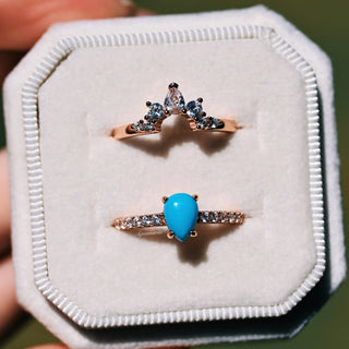 Natural Turquoise Ring Set- 14K Rose Gold Vermeil