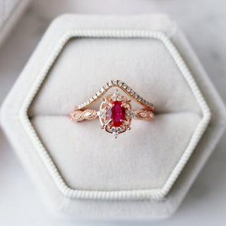 Claire Vintage Ruby Ring in 14K Rose Gold Vermeil