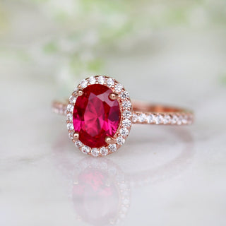 Iris Oval Ruby Ring- 14K Rose Gold Vermeil