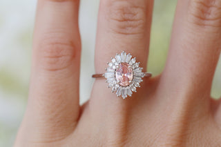 Victoria Art Deco Morganite Engagement Ring in 14K White Gold