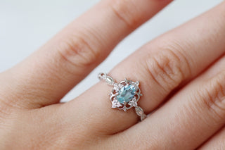 Claire Vintage Aquamarine Engagement Ring in 14K White Gold