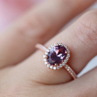 Iris Oval Alexandrite Ring in 14K Rose Gold Vermeil