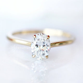 1CT Solitaire Moissanite Engagement Ring in 14K Solid Yellow Gold