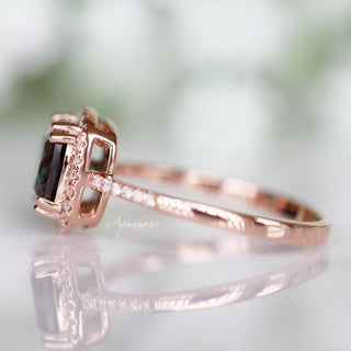 Sienna Cushion Cut Alexandrite Engagement Ring in 14K Solid Rose Gold