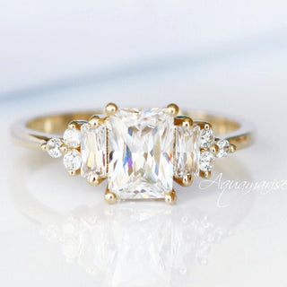 Amelia Moissanite Engagement Ring in 14K Solid Yellow Gold