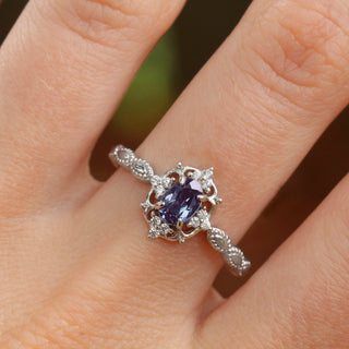 Claire Vintage Alexandrite Engagement Ring in 14K White Gold