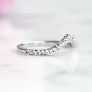 Chevron Stacking Wedding Band- 14K White Gold