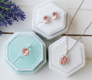 Iris Blush Pink Oval Morganite Necklace in Sterling Silver