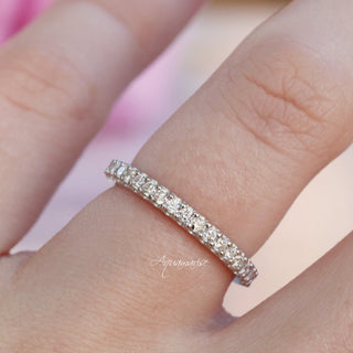 Minimalist Simulated Diamond Wedding Band in Sterling Silver (2mm)