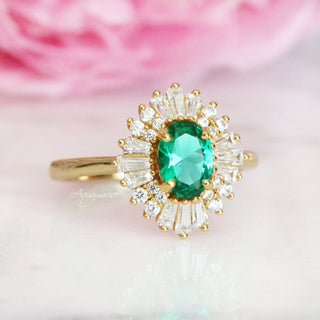 Victoria Emerald Ring in 14K Solid Yellow Gold