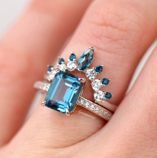 Ava Emerald Cut Natural London Blue Topaz Ring in Sterling Silver