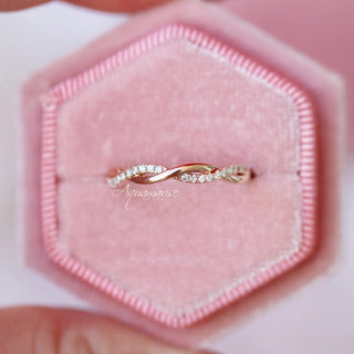 Petite Twisted Vine Diamond Band in 14K Rose Gold Vermeil