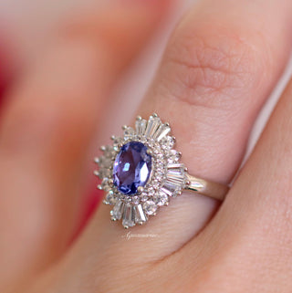 Victoria Art Deco Tanzanite Engagement Ring in Sterling Silver