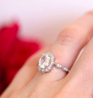 Cordelia Oval Cut Moissanite Engagement Ring in 14K White Gold