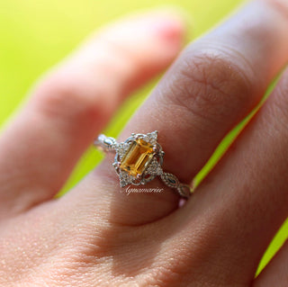 Claire Natural Citrine Engagement Ring in 14K White Gold