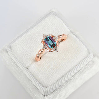Claire Vintage Alexandrite Ring in 14K Solid Rose Gold
