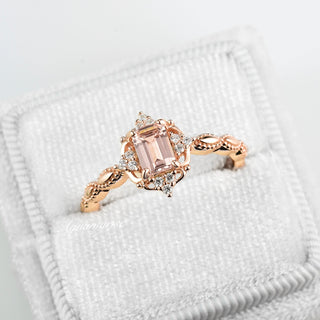 Claire Vintage Morganite Engagement Ring in 14K Solid Rose Gold