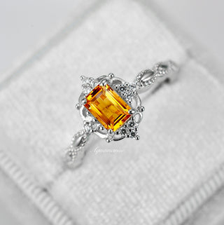 Claire Natural Citrine Engagement Ring in 14K White Gold