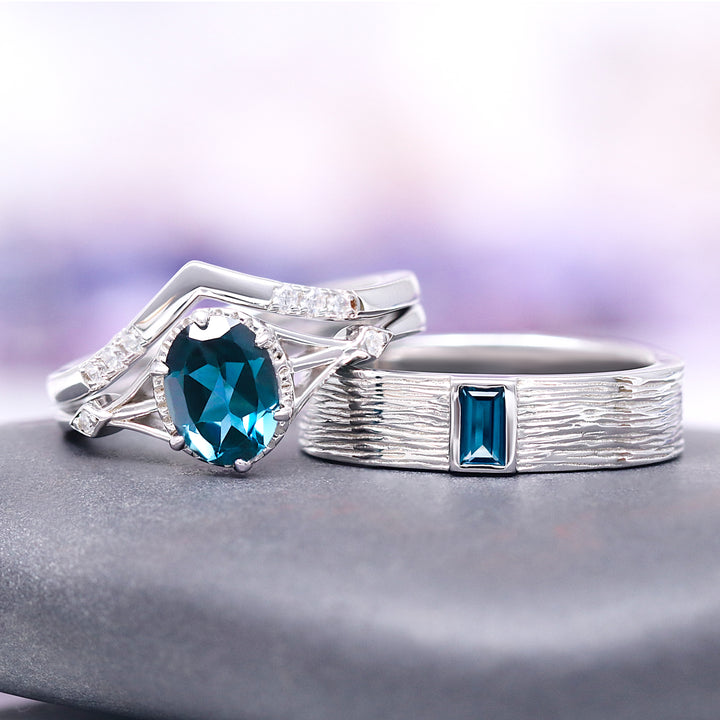Celtic Natural London Blue Topaz Couples Ring