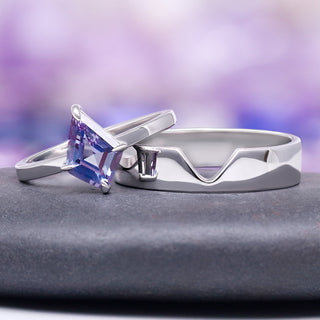 Kite Alexandrite Couples Ring Set
