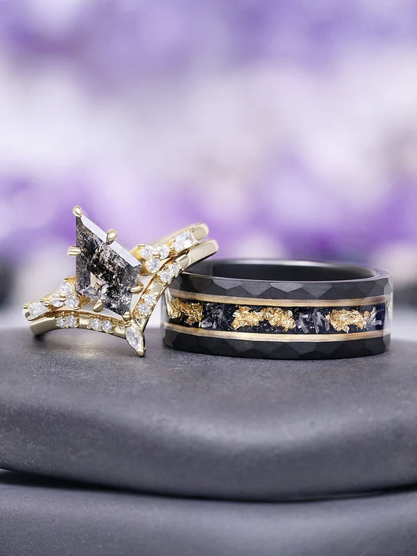 Matching couples rings by Aquamarise, shown in a collection tile
