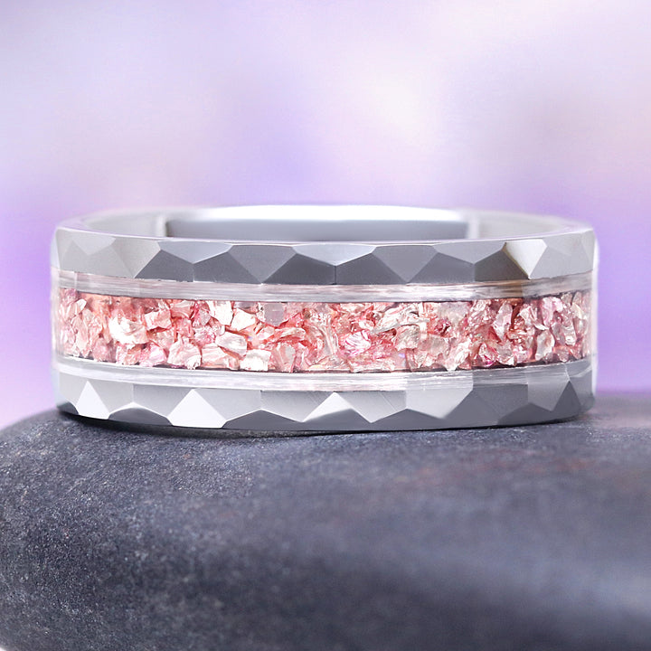 Fireworks Cut Morganite & Moonstone Leaf Couples Ring Set