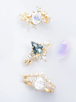 Solid gold and platinum jewelry by Aquamarise, shown in a collection tile