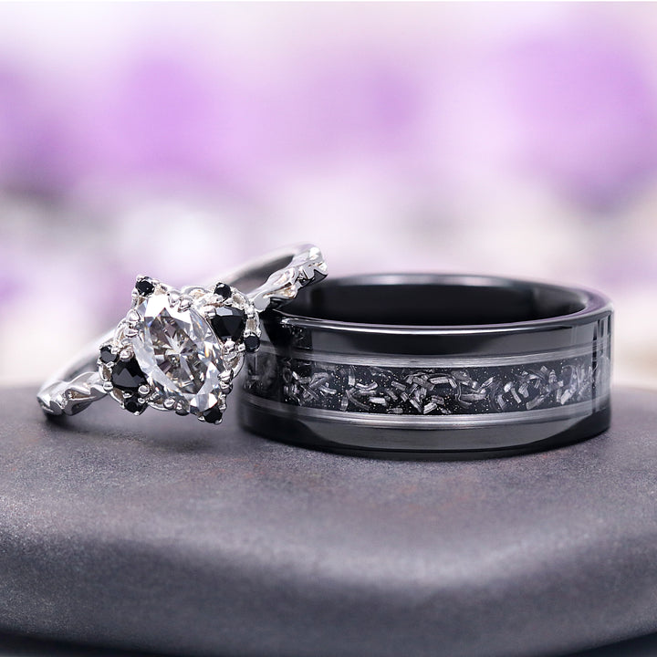 Esme Gray Moissanite & Black Onyx Ring in Sterling Silver