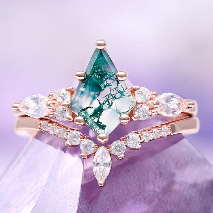 Skye Kite® Green Moss Agate Couples Ring