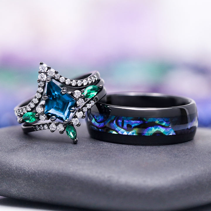 Skye Kite® London Blue Topaz & Abalone Shell Couples Ring