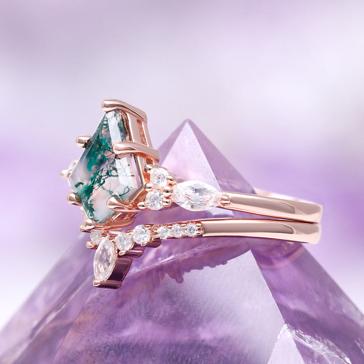 Skye Kite® Green Moss Agate Ring Set in 14K Rose Gold Vermeil