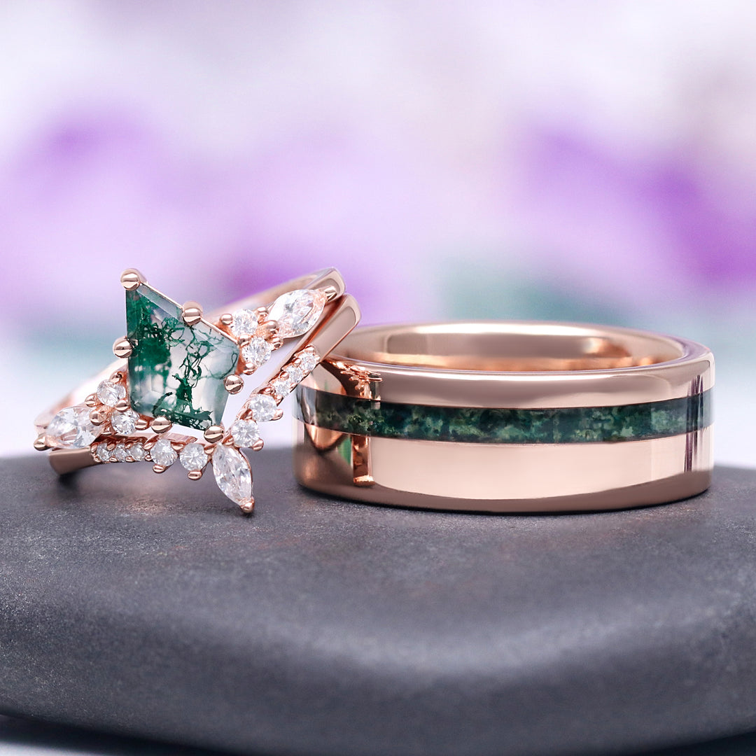 Skye Kite® Green Moss Agate Ring Set in 14K Rose Gold Vermeil
