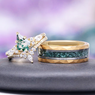 Skye Kite® Green Moss Agate Ring Set in 14K Yellow Gold Vermeil