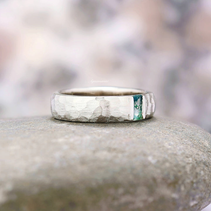 Moss Agate Wedding Band- 5.5MM  925 Sterling Silver