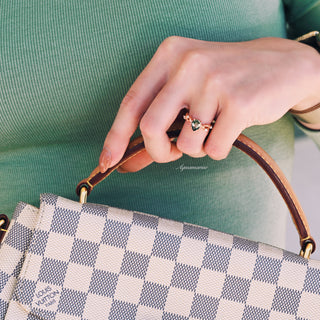 Green Moss Agate Twig Ring in 14K Rose Gold Vermeil