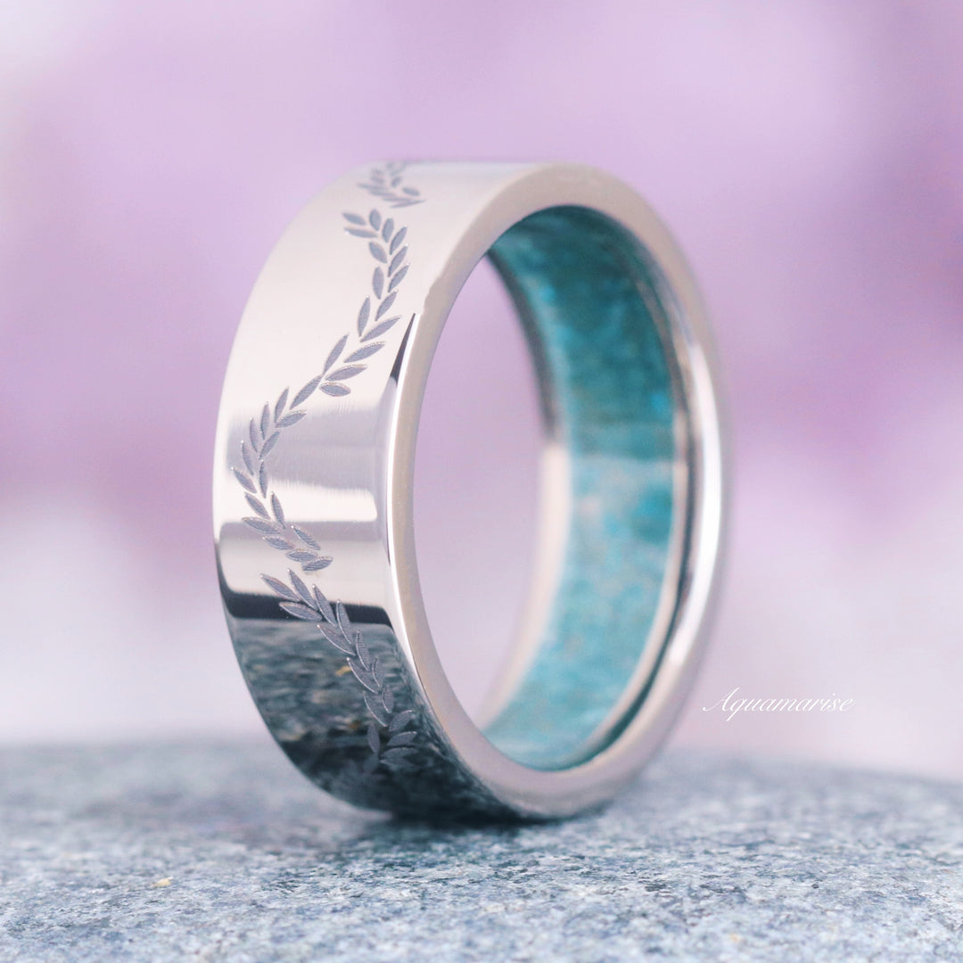 Aquamarine Leaf Couples Ring Set