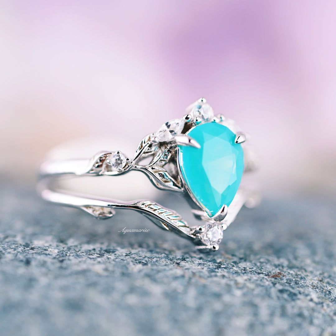 Airee Turquoise Opalescent Blue Sapphire Ring- 925 Sterling Silver