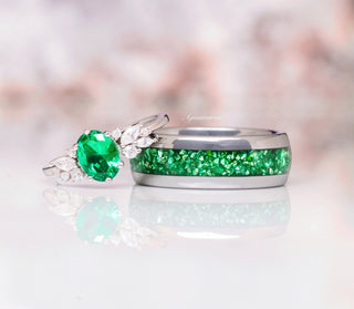 Lily Vintage Emerald Engagement Ring in Sterling Silver
