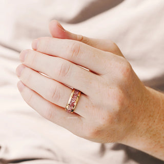 Celtic Hexagon Morganite Couples Ring Set