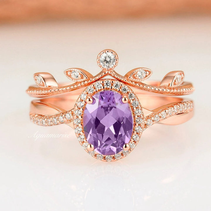 Amethyst & Galaxy Fire Opal Couples Ring