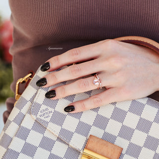 Hexagon Morganite Ring Set- 14K Solid Rose Gold