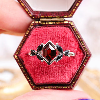 Red Dragon Garnet & Black Onyx Couples Ring Set