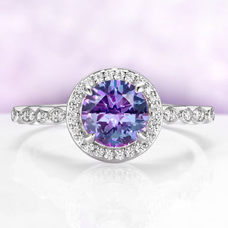 Alexandrite Halo Ring in Sterling Silver