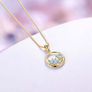 Aquamarine Cluster Necklace in 14K Yellow Gold Vermeil