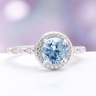 Art Deco Aquamarine Engagement Ring in Sterling Silver