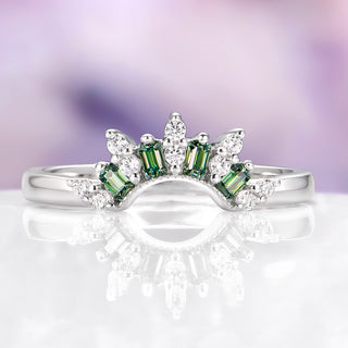 forest green lab diamond crown wedding band