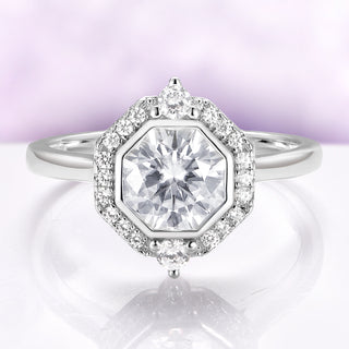 Asscher Lab Diamond Engagement Ring in 14K White Gold (IGI Certified)