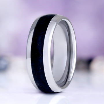 Black Onyx Wedding Band in Tungsten Carbide by Aquamarise
